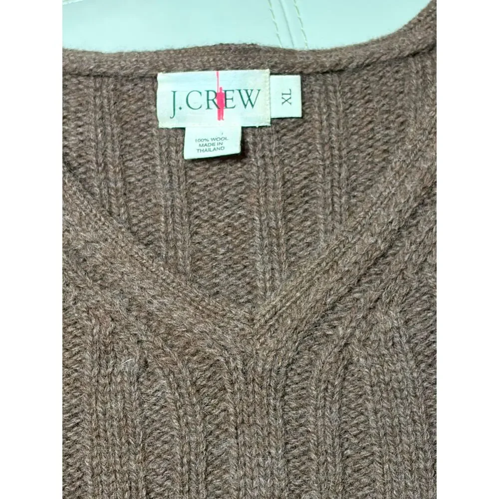 J. Crew Men's Ribbed V‑Neck Sweater in Heathered Brown